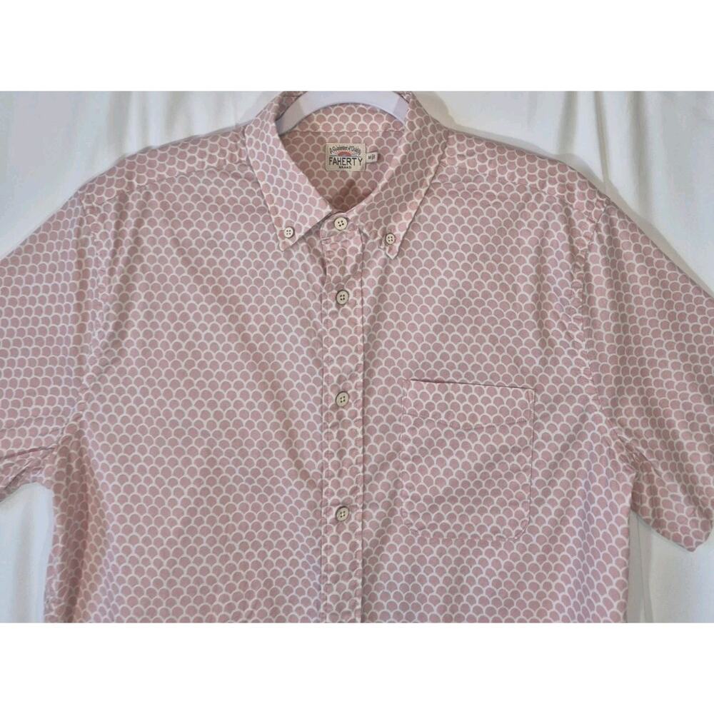 Faherty Mens Organic Cotton Pink Button Up Long Sleeve Shirt Medium - Picture 3 of 9